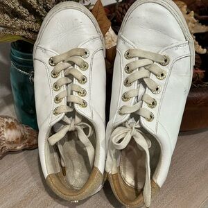 Lilly Pulitzer Lux Hallie White and Gold Sneakers